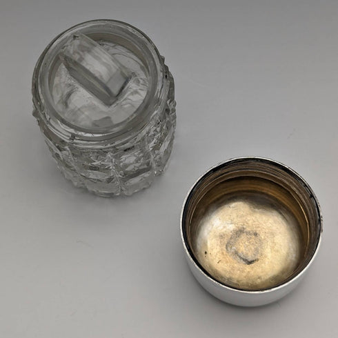 1905年 英国アンティーク カットグラス製 香水瓶 純銀蓋 S Blankensee